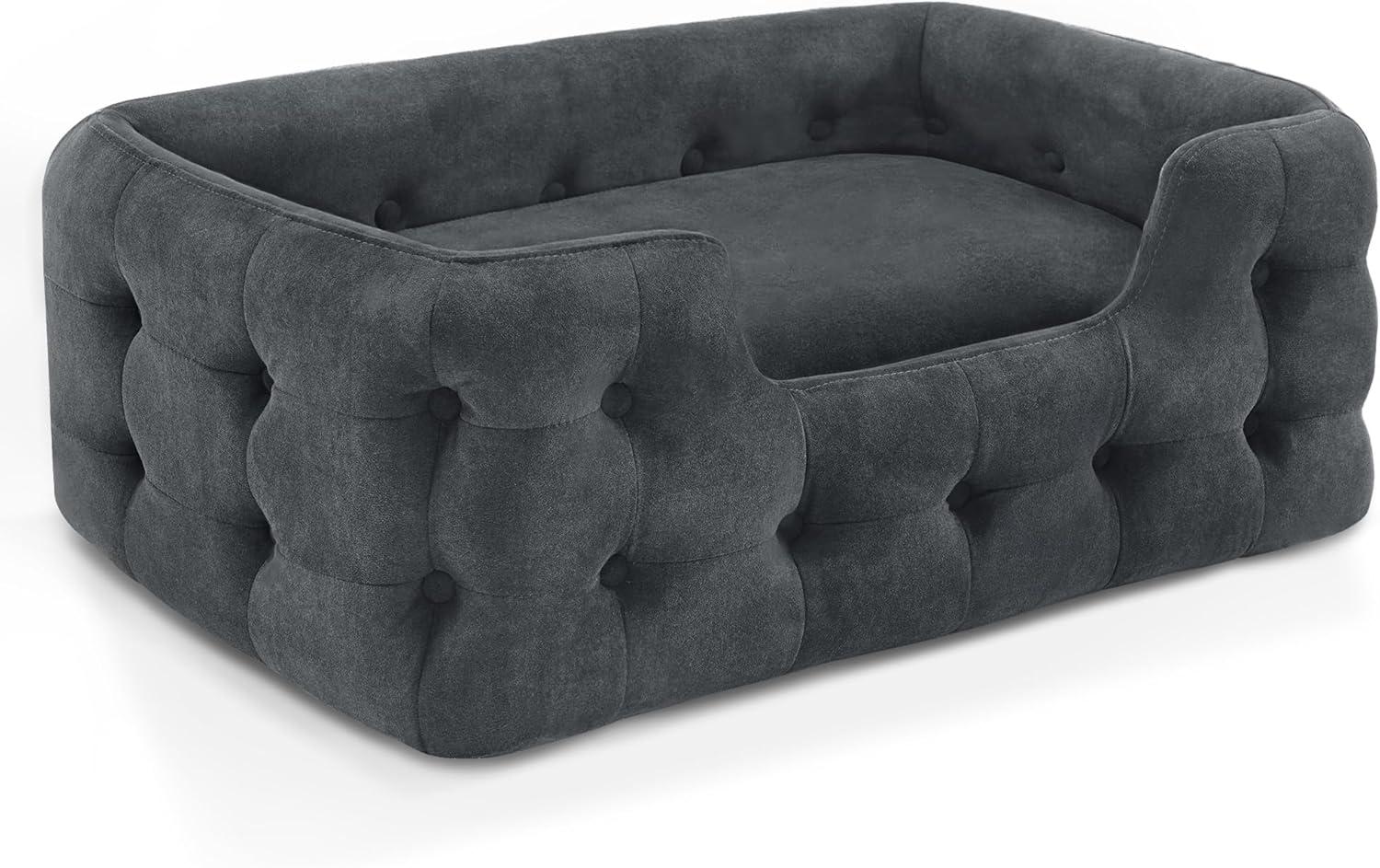 MCombo Dog Sofa Bed, 33 Inches Length Foam Pet Bed with Washable Cushion Cover, Modern Pet Couch for Small Medium Dogs, 0553 (Blackish Green)