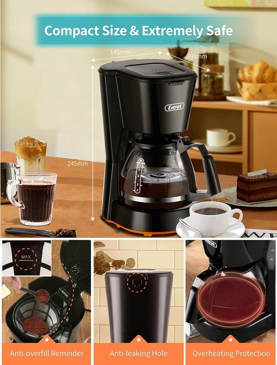 Gevi 5 Cups Small Coffee Maker, Compact Coffee Machine with Filter, Warming Plate and Coffee Pot,New Condition