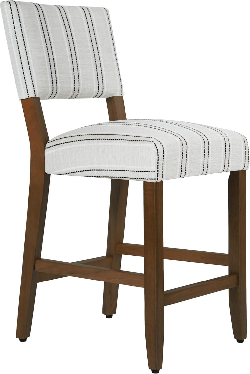 24" Curved Top Counter Height Barstool Safari Taupe - HomePop: Kitchen Seating with Back, Wood Legs