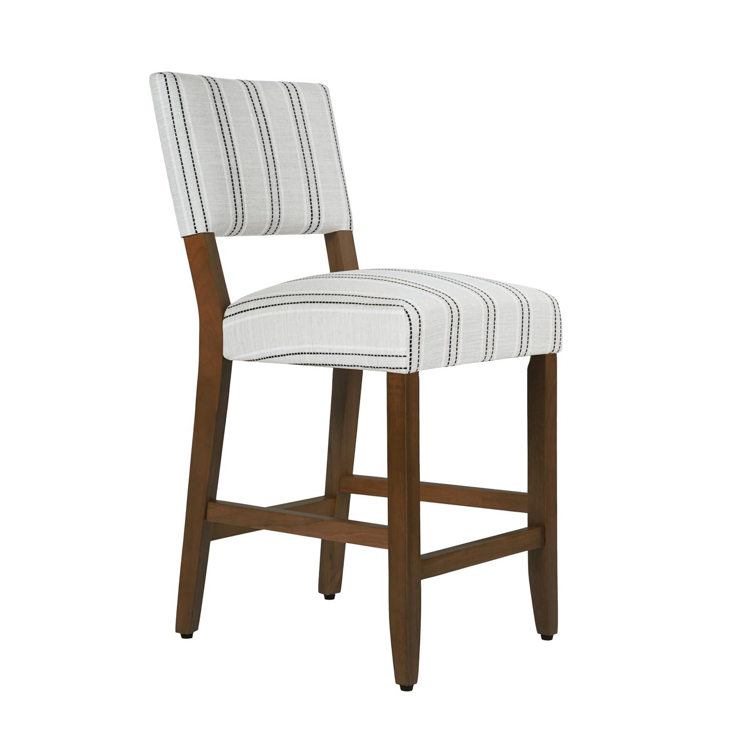 24" Curved Top Counter Height Barstool Safari Taupe - HomePop: Kitchen Seating with Back, Wood Legs