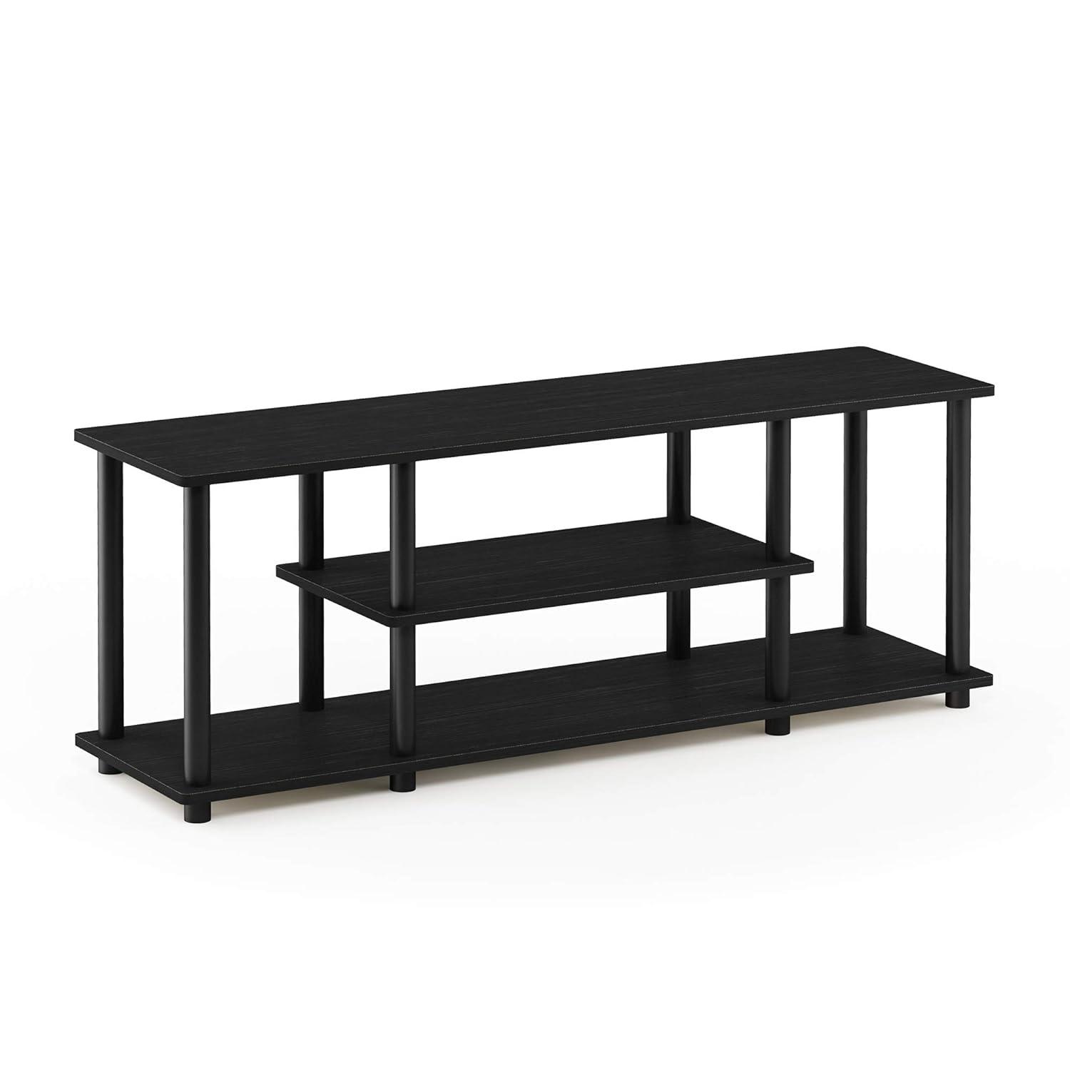 Furinno No Tools 3-Tier TV Stands for TV's up to 50" Entertainment Media Center Walnut/Black