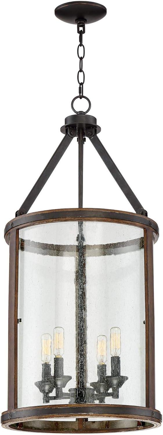 Franklin Iron Works Gorham Iron Gray Pendant Chandelier 16" Wide Industrial Rustic Clear Seeded Glass 4-Light Fixture for Dining Room Kitchen Island