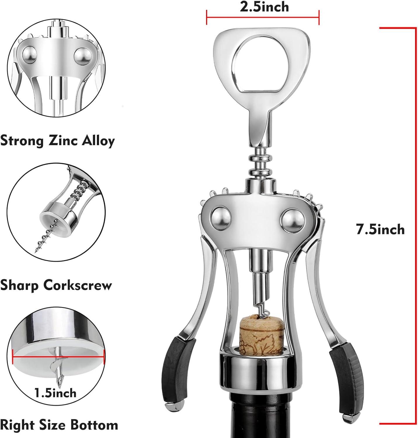 Silver Zinc Alloy Wing Corkscrew and Bottle Opener