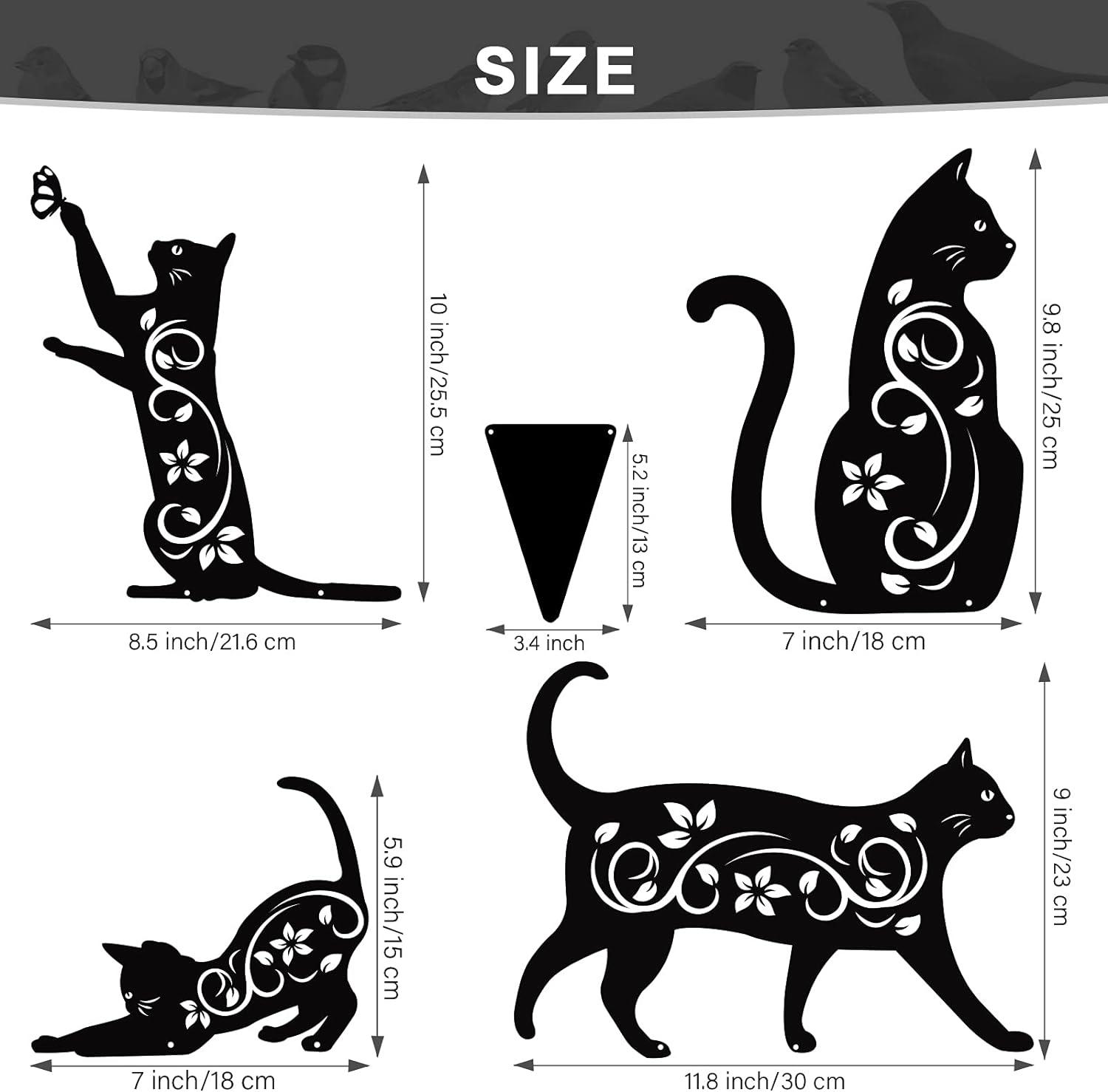 Elcoho 4 Pack Black Cat Silhouette Cute Metal Cat Garden Statues Bird Repellent Cat Decorative Garden Stakes for Yard, Garden, Lawn Outdoor Decorations
