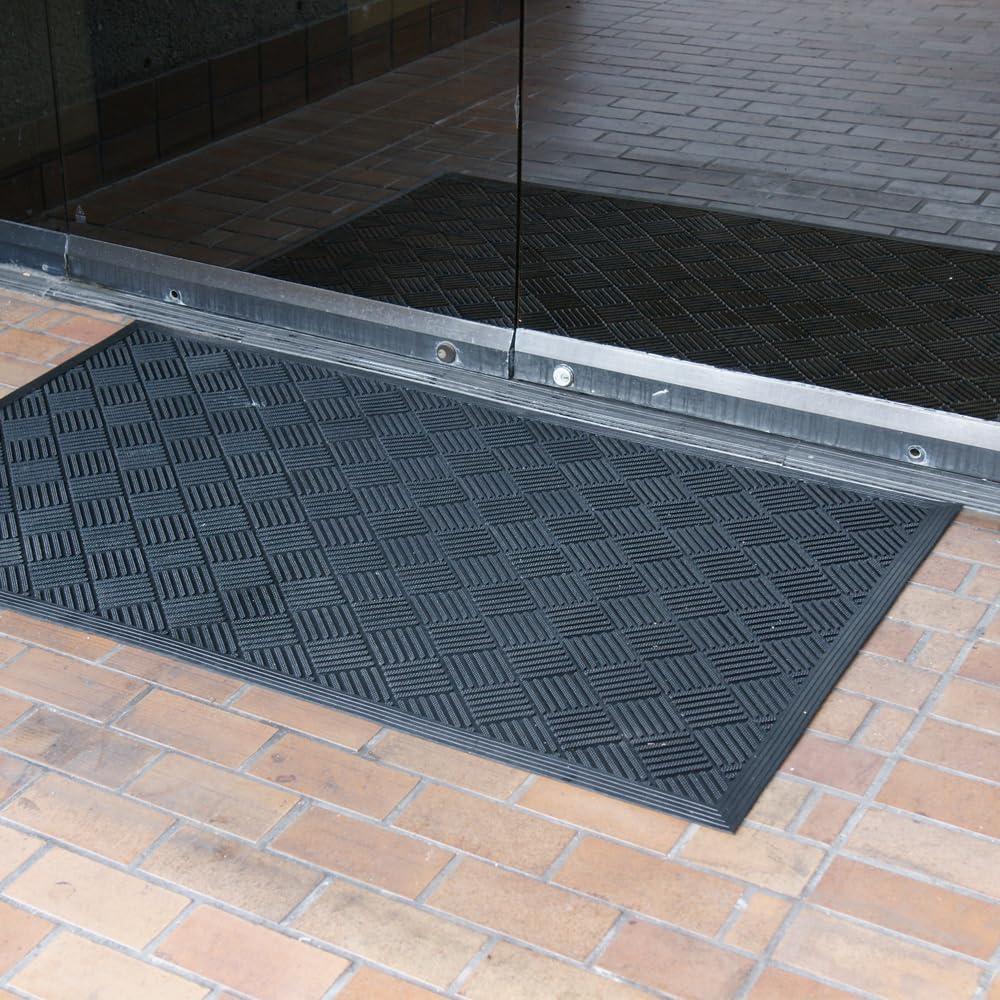 Rubber-Cal "Dura-Scraper Checkered" Entrance Mat - Black