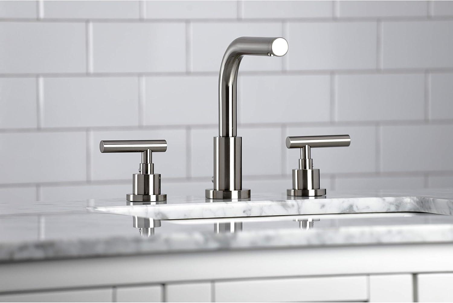 Kingston Brass FSC8958CML Kingston Brass Manhattan Two-Handle 3-Hole Deck Mount Widespread Bathroom Faucet with Brass Pop-Up Drain