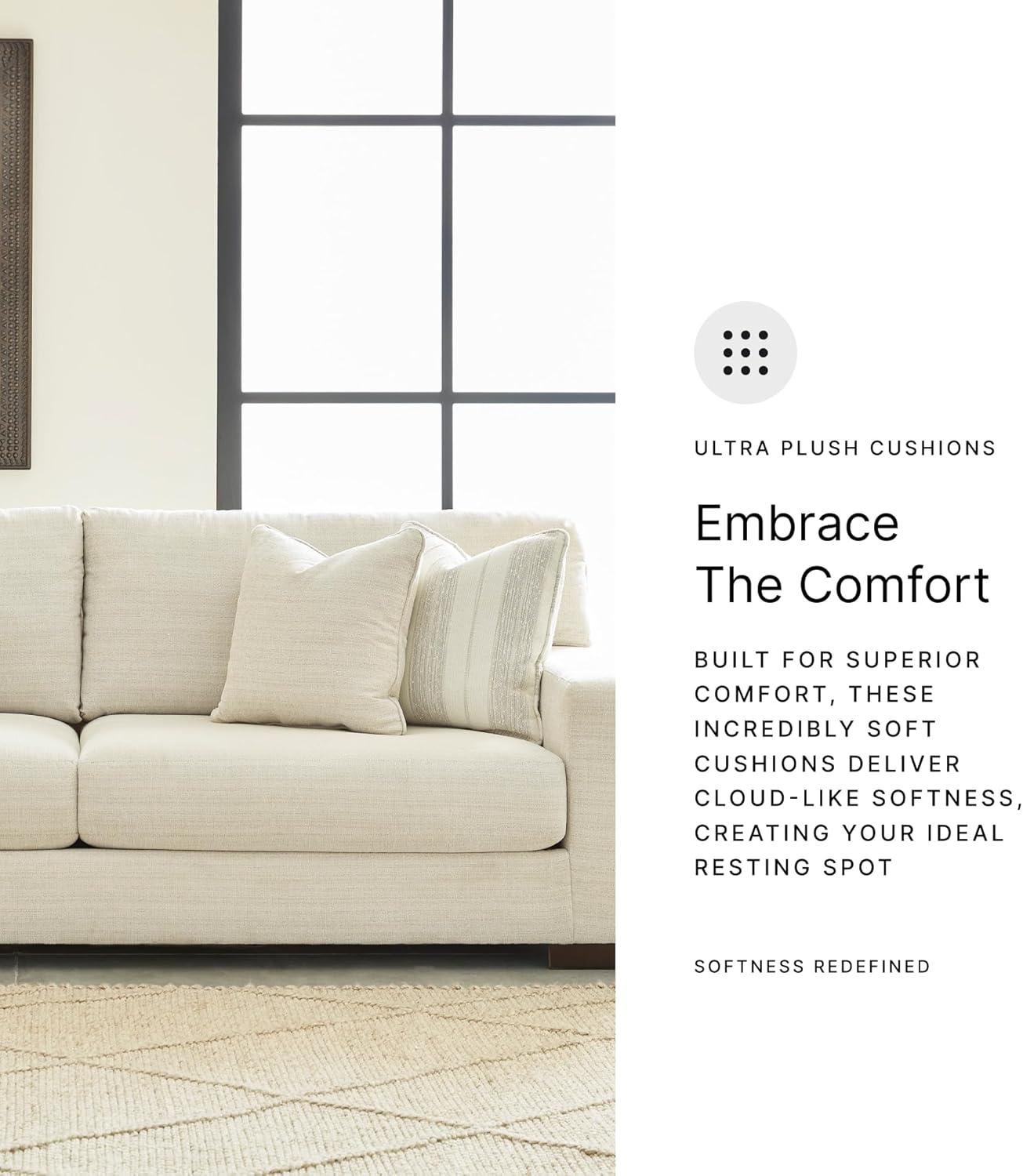 Beige Fabric Loveseat with Removable Cushions