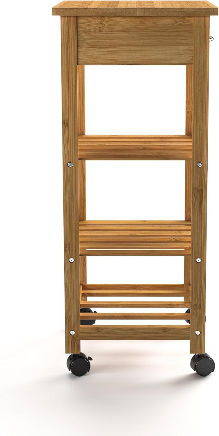Greemotion Dahn Bamboo 3-Shelf Kitchen Cart with Drawer in Natural