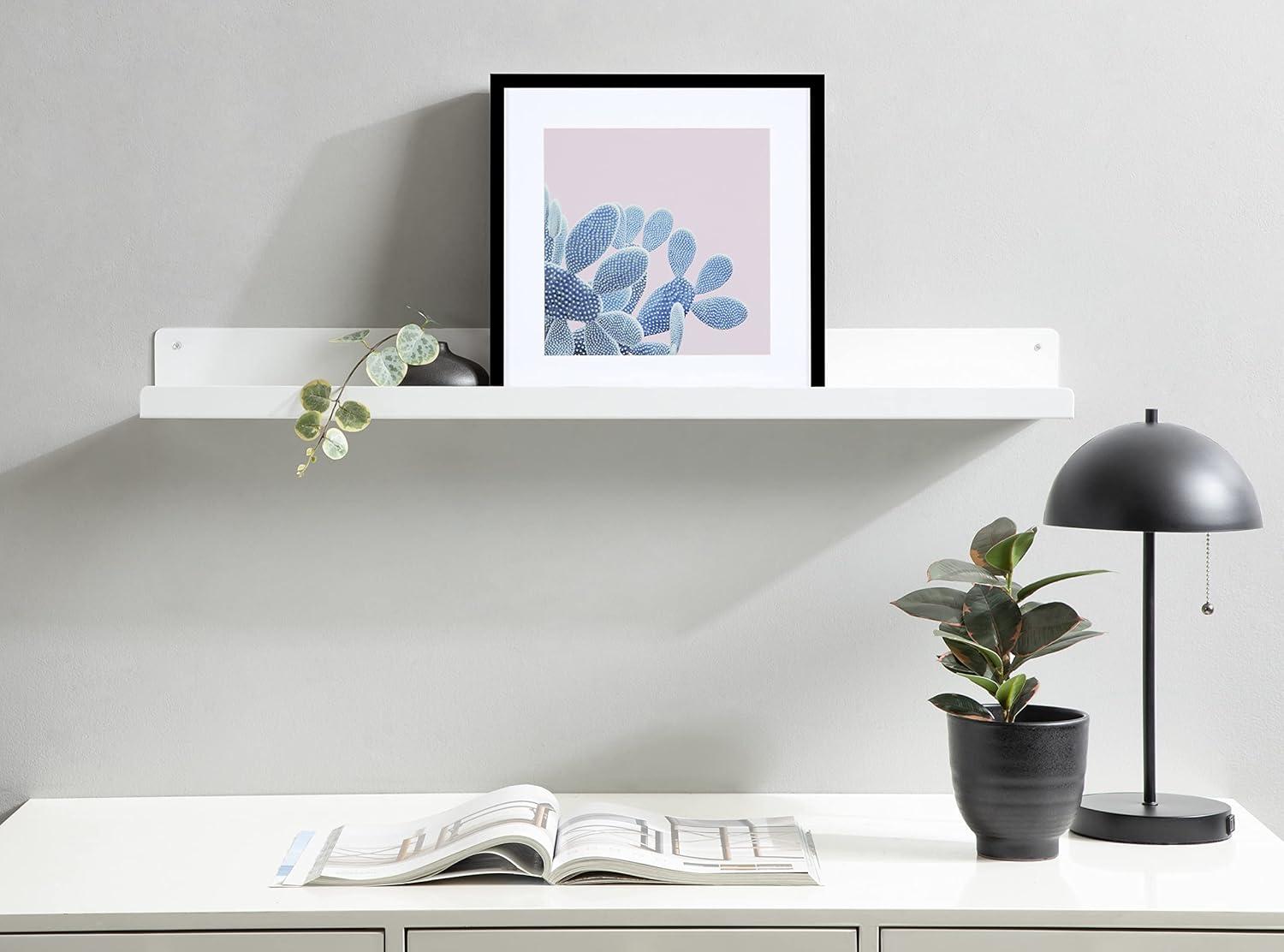 Kate & Laurel All Things Decor 36" x 5" Mezzo Modern Metal Ledge Shelf White: Wall Mounted, Includes Hardware