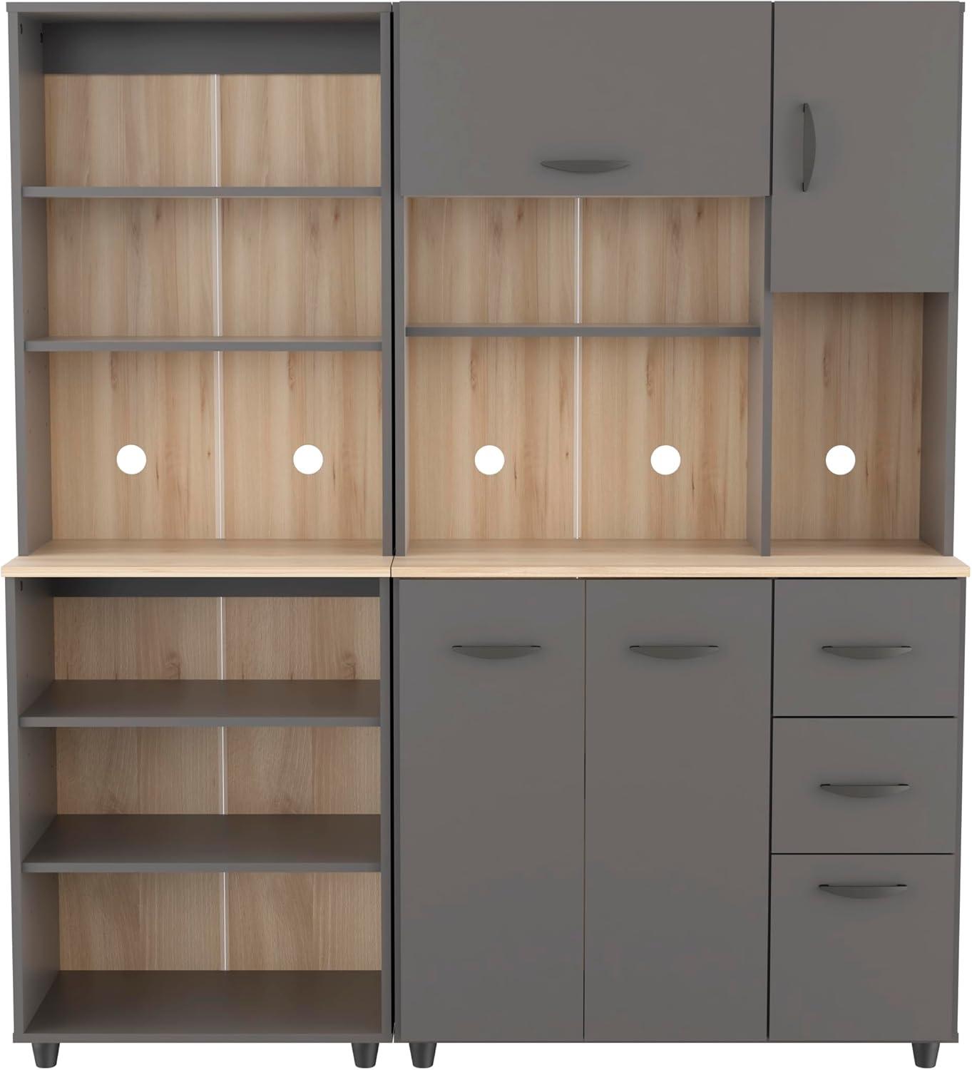 Inval Proforte 2-Piece 3-Drawer Garage Cabinet Set in Dark Gray and Maple