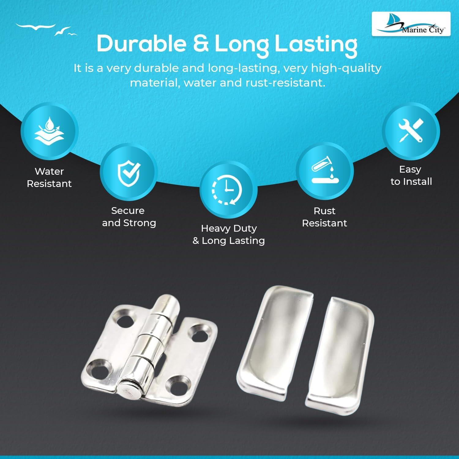 Marine City Pair of Stainless-Steel Marine Hatch Strap Hinge7-1/4" 1-5/8"