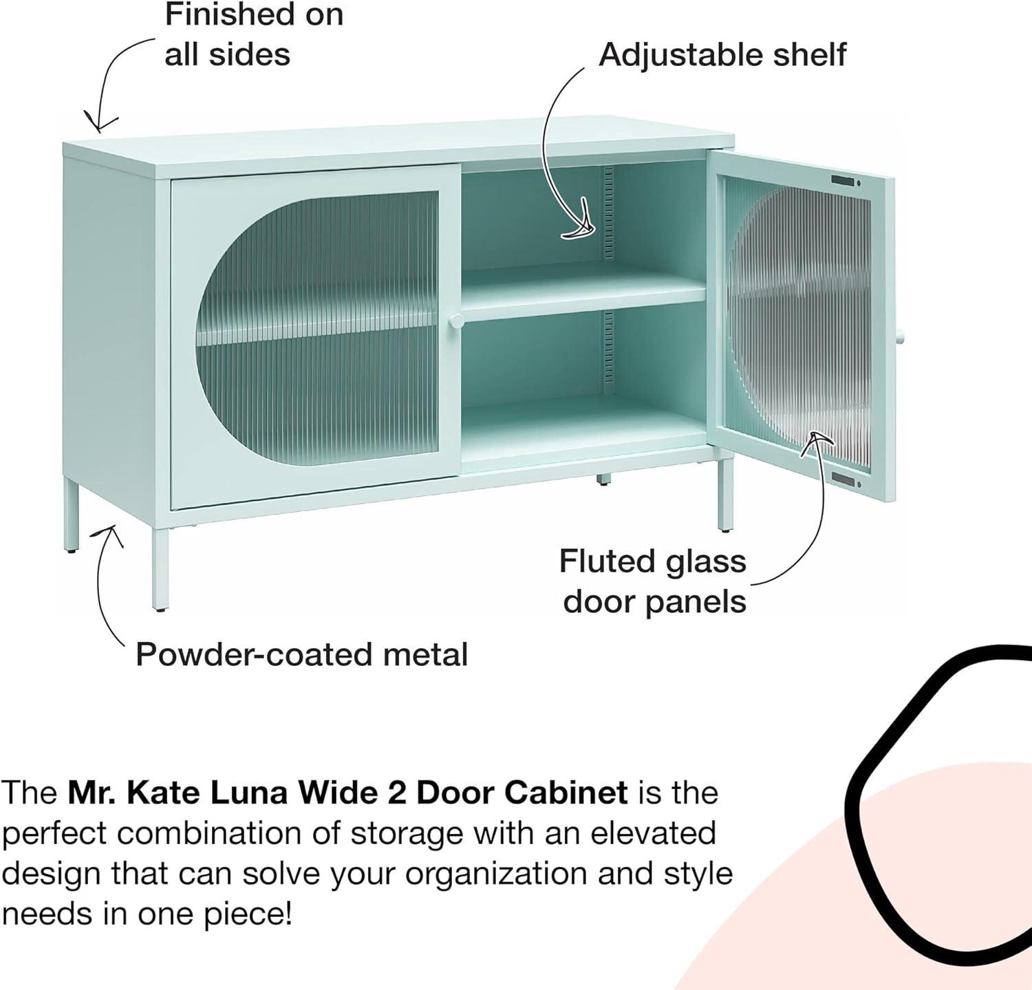Luna Black Metal 2-Door Accent Cabinet with Adjustable Shelving