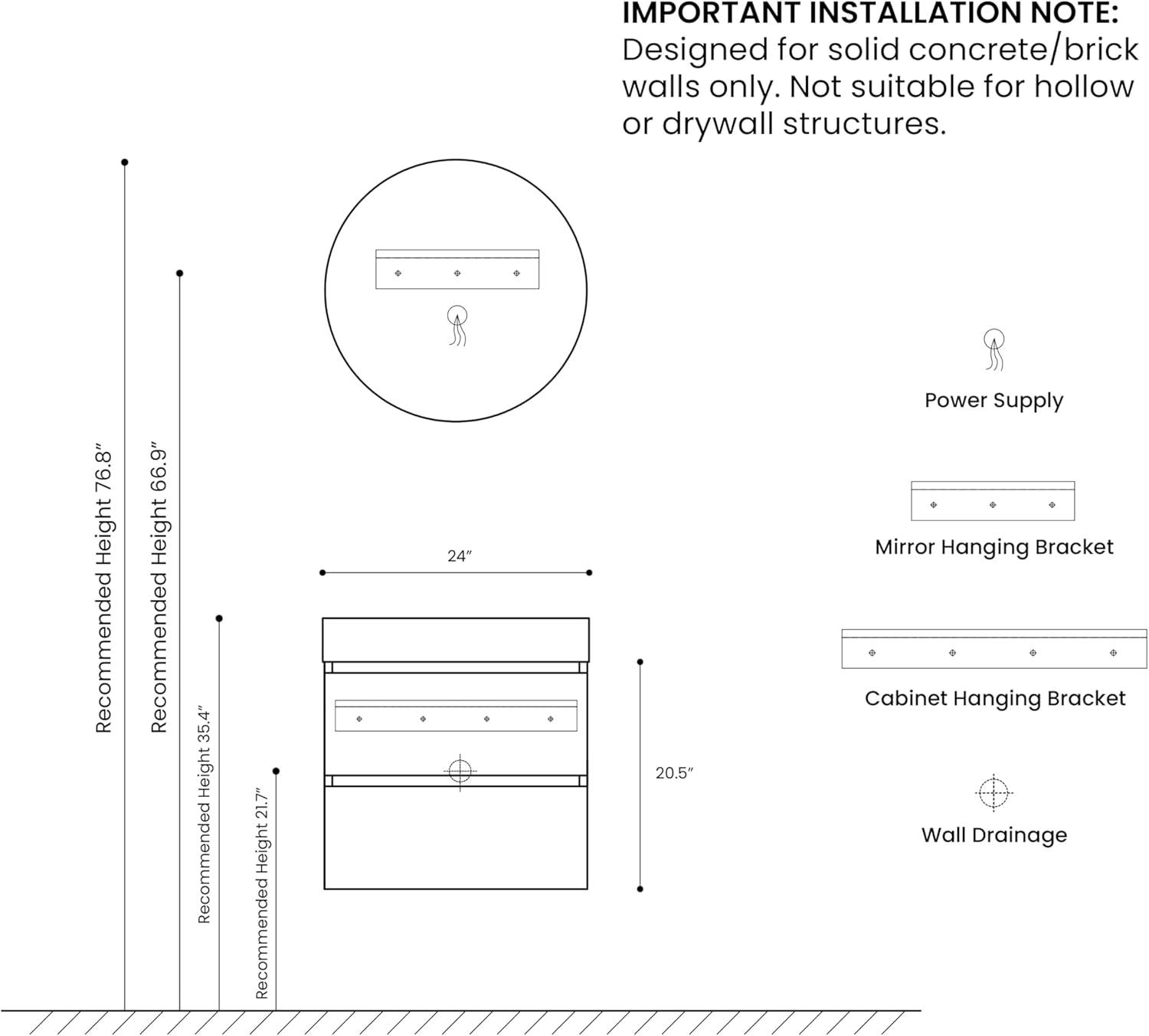 Little Tulip 36 inch Floating Bathroom Vanity with Sink, Modern Bathroom Cabinet inch Natural Oak