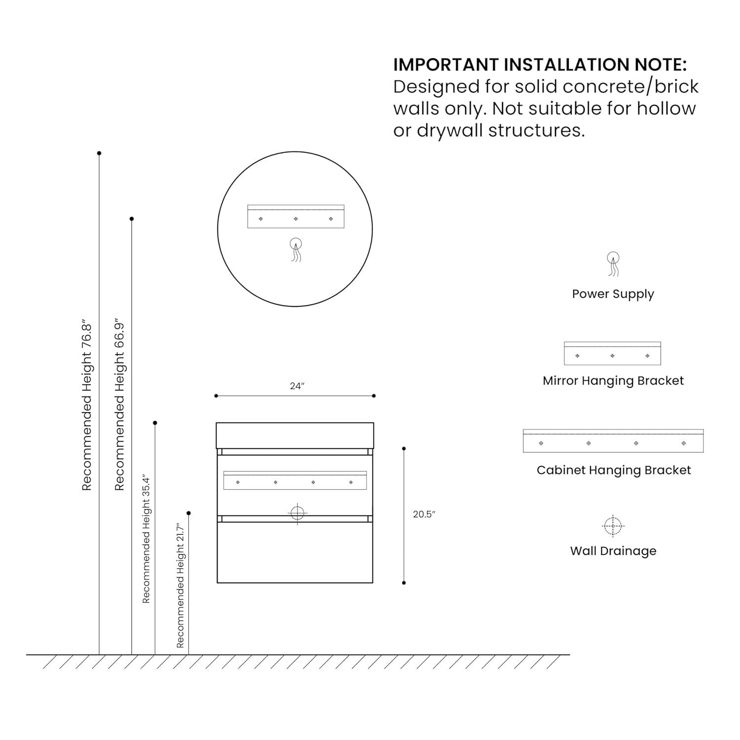 Little Tulip 36 inch Floating Bathroom Vanity with Sink, Modern Bathroom Cabinet inch Natural Oak