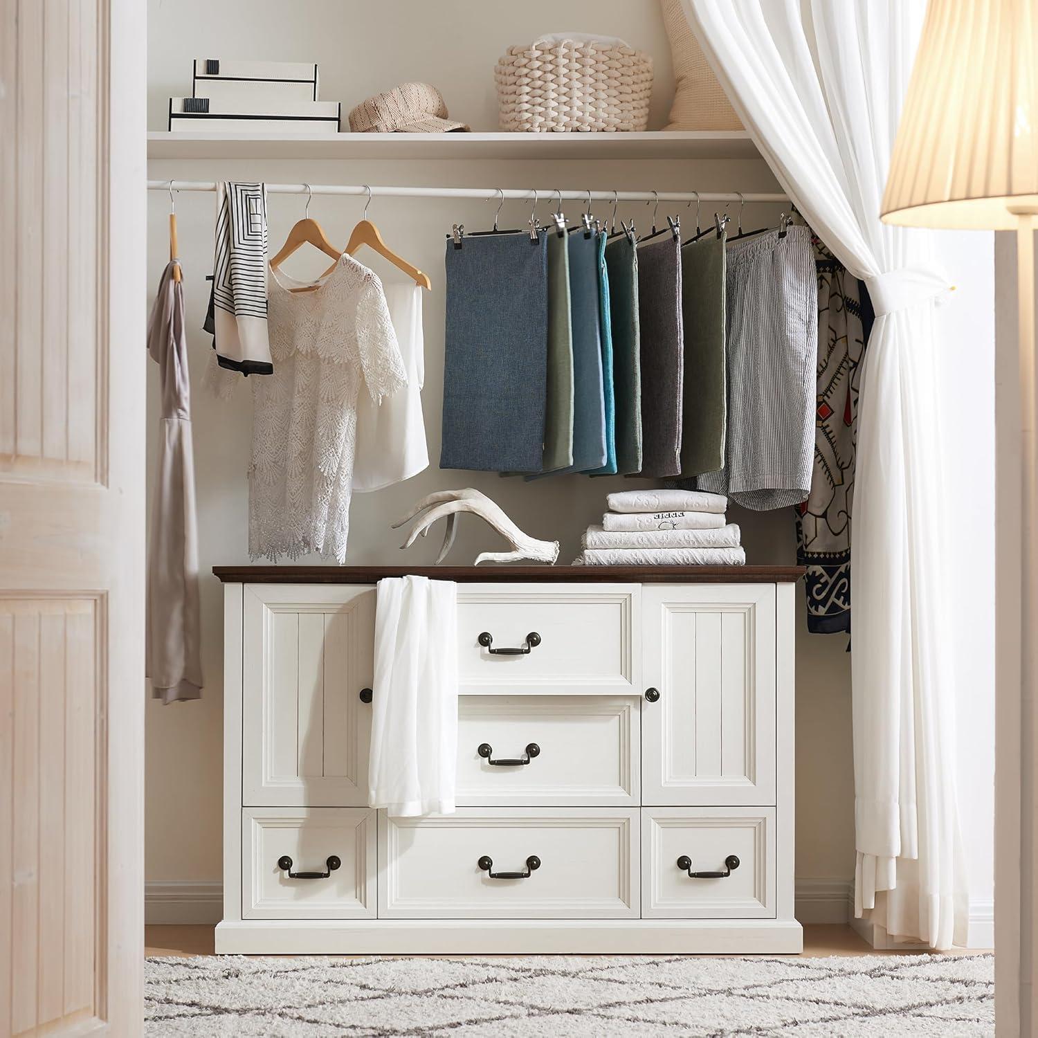 Wildon Home® Caeden 47.5" Wide Farmhouse Dresser for Bedroom, Wood Rustic Storage with 5 Drawer