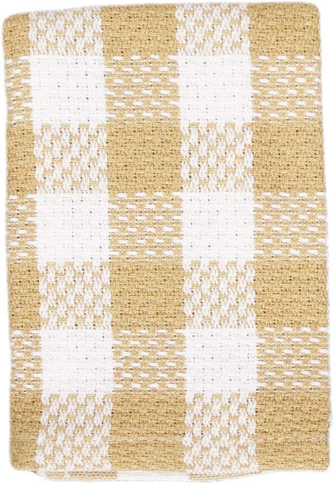 Tan Buffalo Check Kitchen Towels and Dishcloths Set Check Beige Dish Towels and Dishcloths for Kitchen Cotton 100%