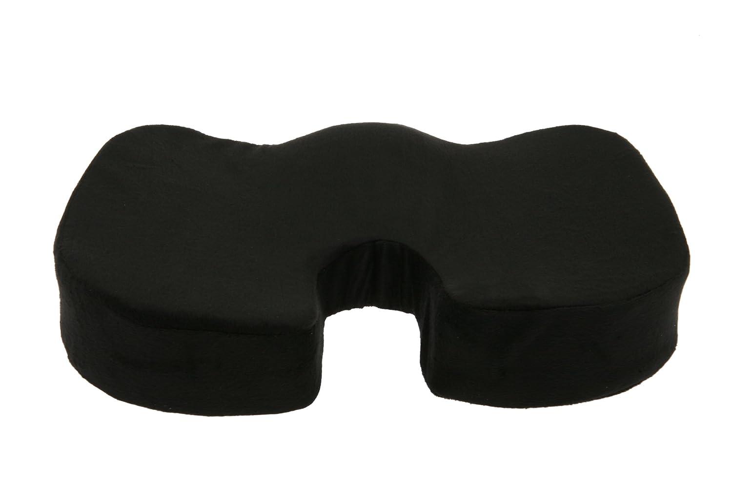 Deluxe Comfort Coccyx Orthopedic Memory Foam – Tailbone Support – Great for Car or Office – Seat Cushion, Black