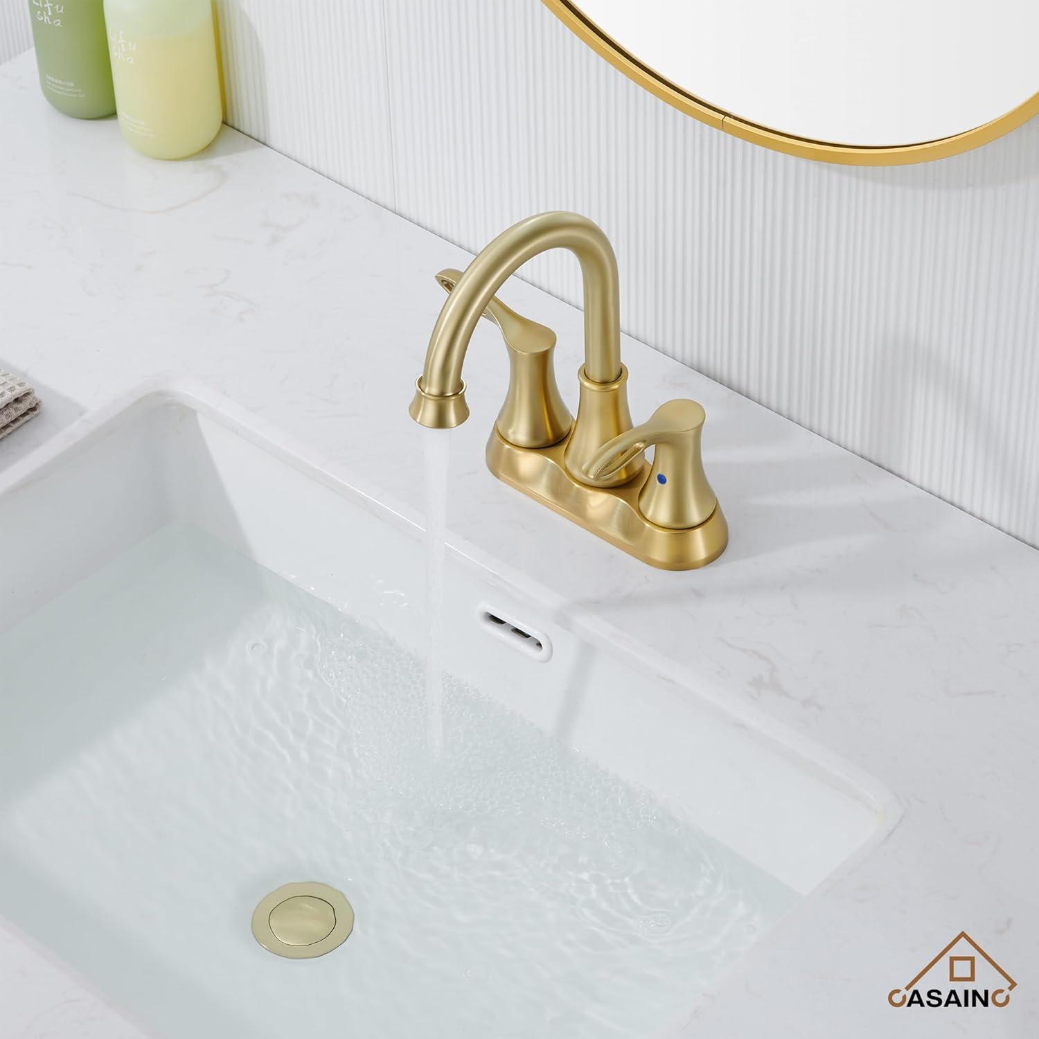 CASAINC KCL0014-BG 4-inch Centerset Bathroom Faucet with Drain
