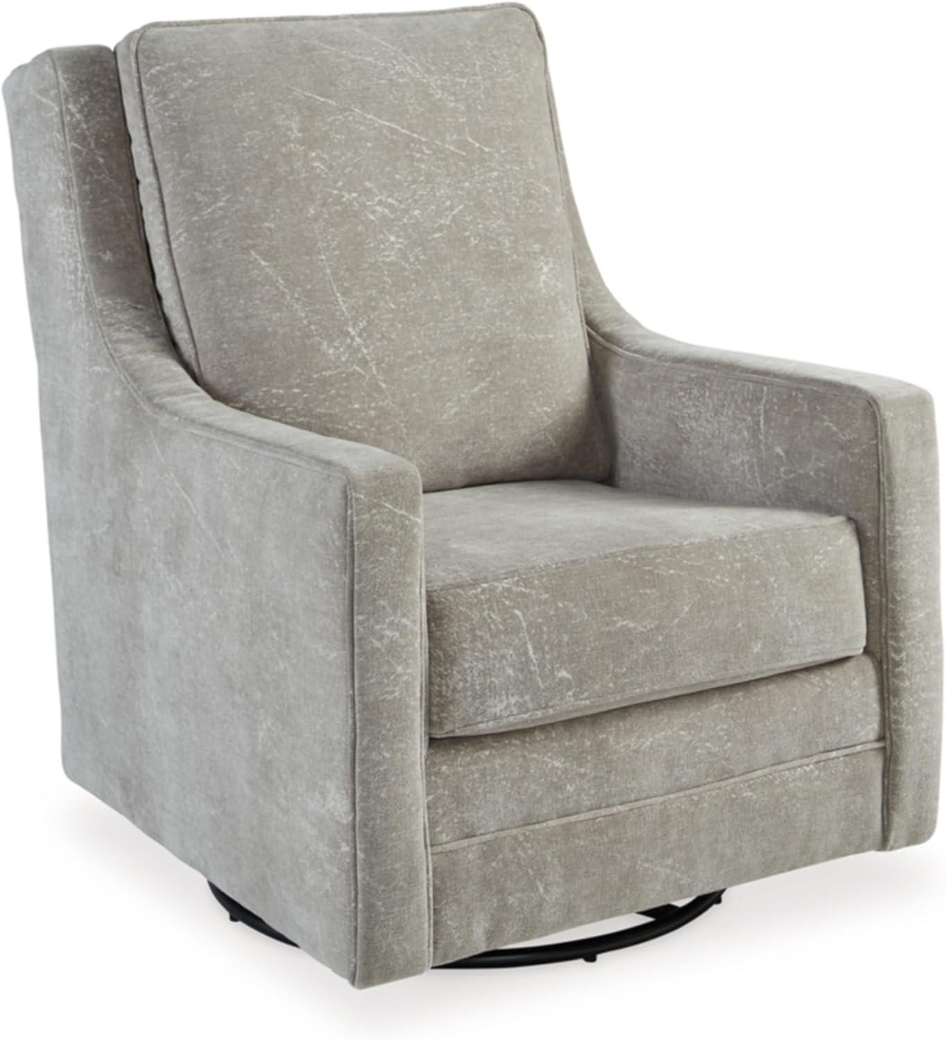 Gray Polyester Swivel Glider Accent Chair