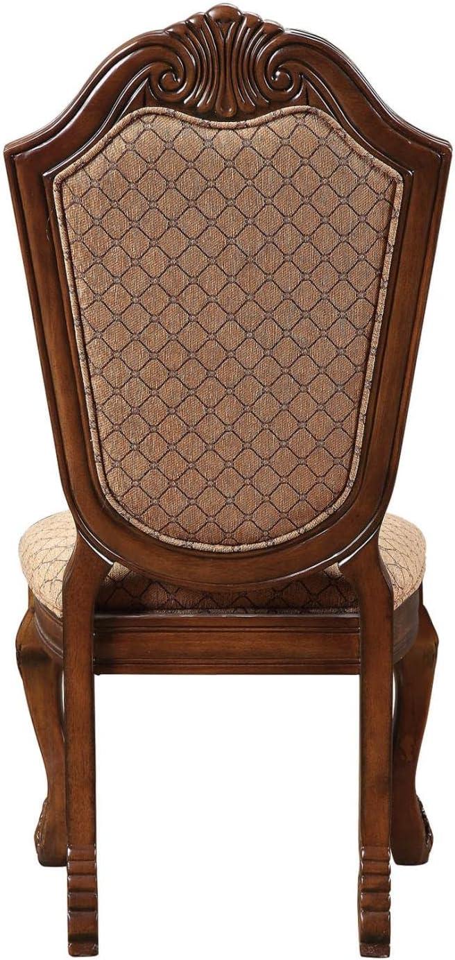 ACME Chateau De Ville Side Chair (Set-2), Fabric & Cherry