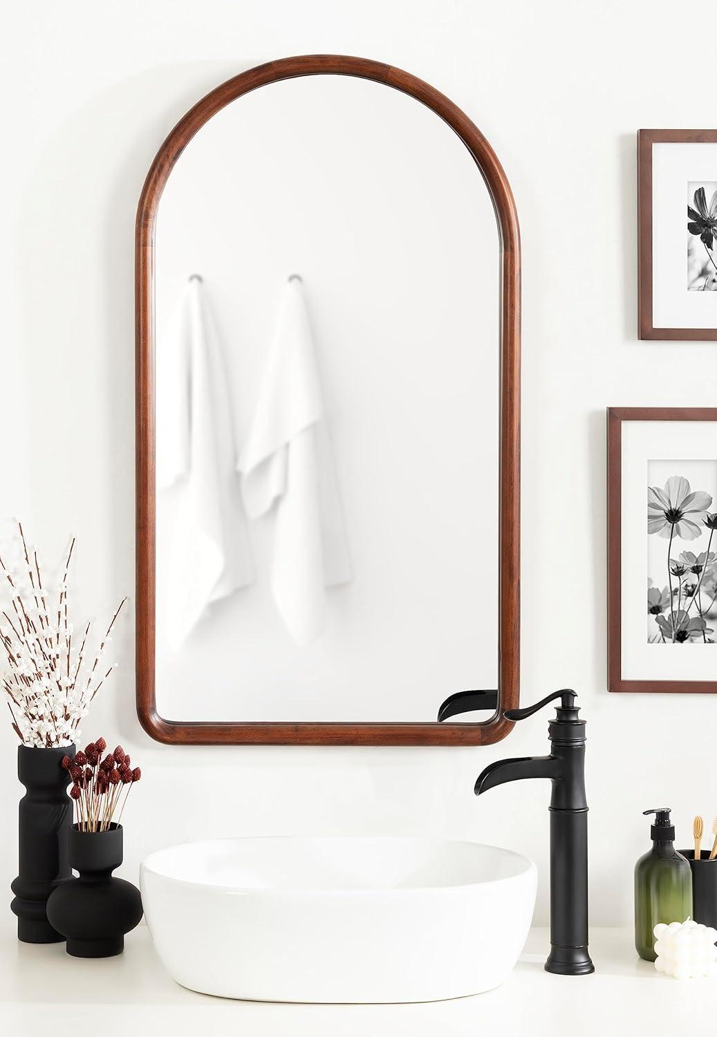 Kate & Laurel All Things Decor 20"X36" Talma Arched Wall Mirror Walnut Brown