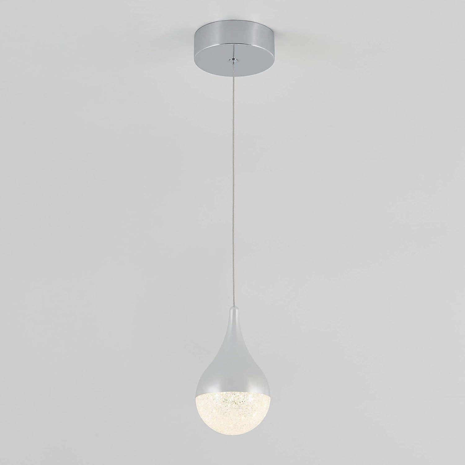 Mini Brushed Nickel Glass LED Pendant Light