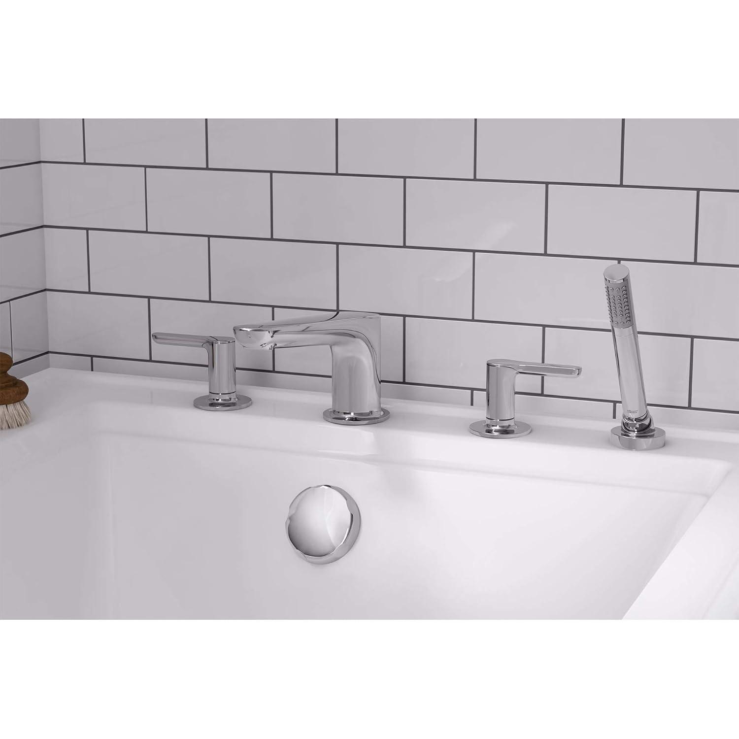 American Standard Studio S 2-Handle Deck-Mount Roman Tub Faucet for Flash Rough-in Valve with Hand Shower in Polished Chrome