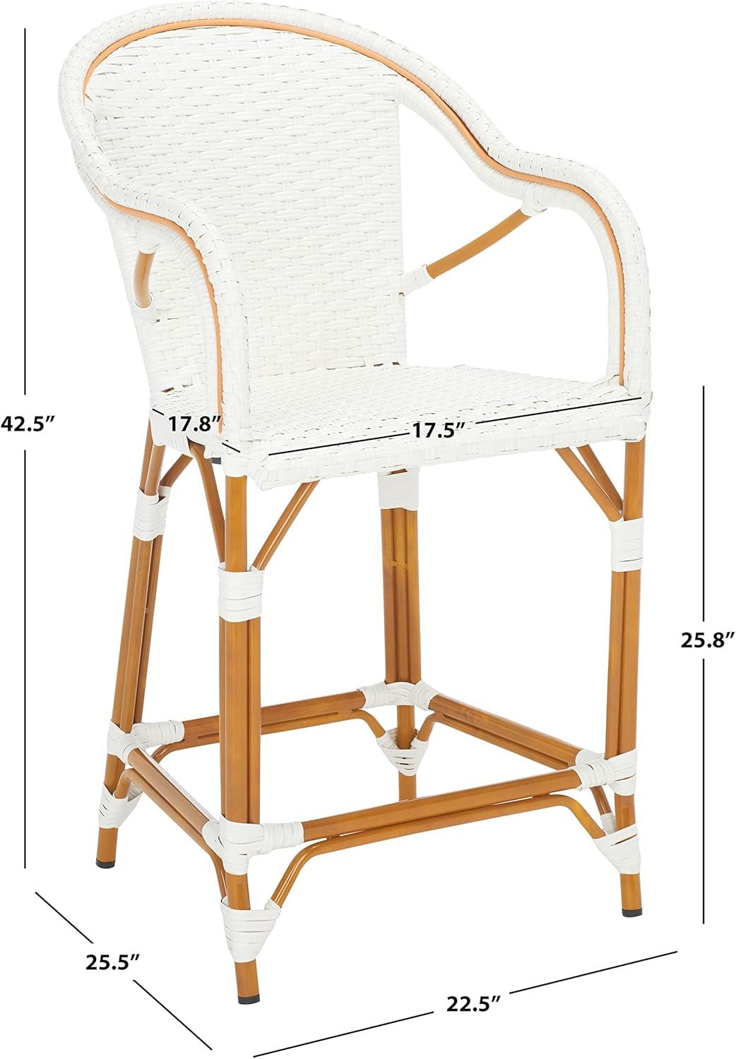 California Counter Stool With Arms - Indoor/Outdoor - PAT7533 - White - Safavieh