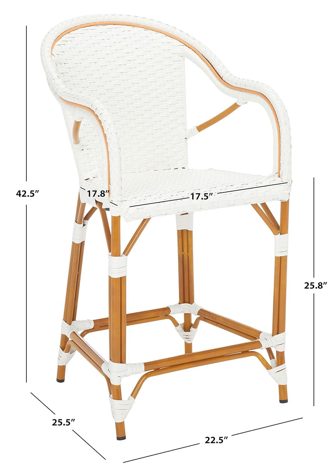 California Counter Stool With Arms - Indoor/Outdoor - PAT7533 - White - Safavieh