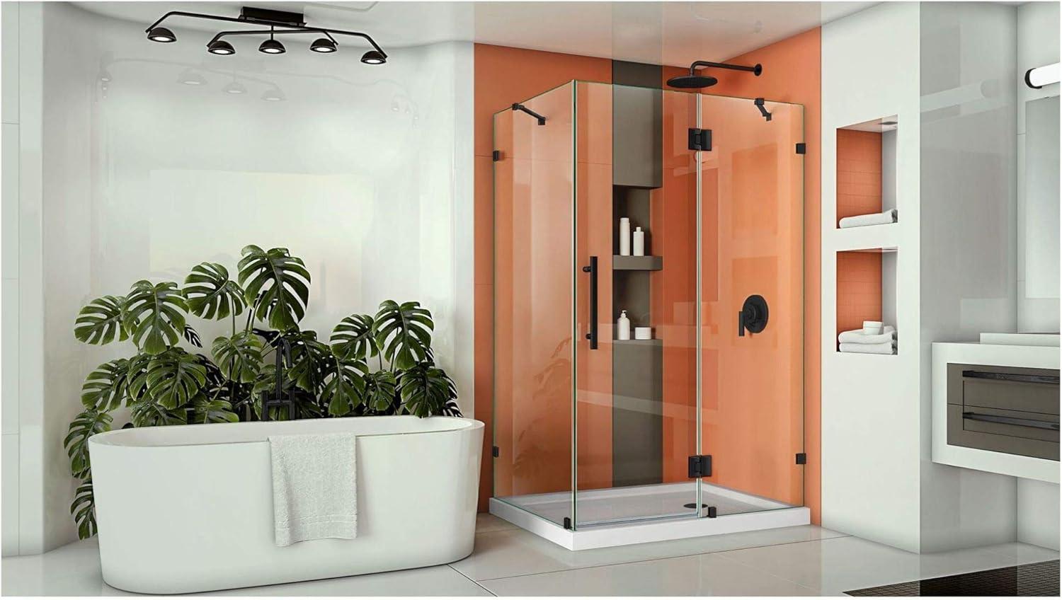 Quatra Lux 46.38" x 72" Hinged Frameless Shower Door with Clear Max Technology