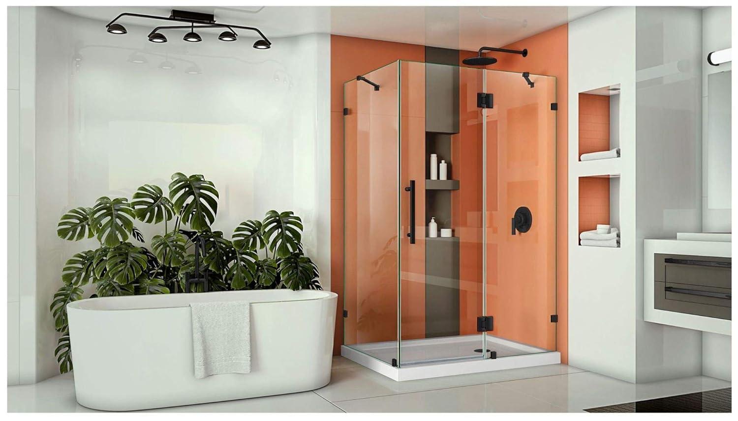 Quatra Lux 46.38" x 72" Hinged Frameless Shower Door with Clear Max Technology