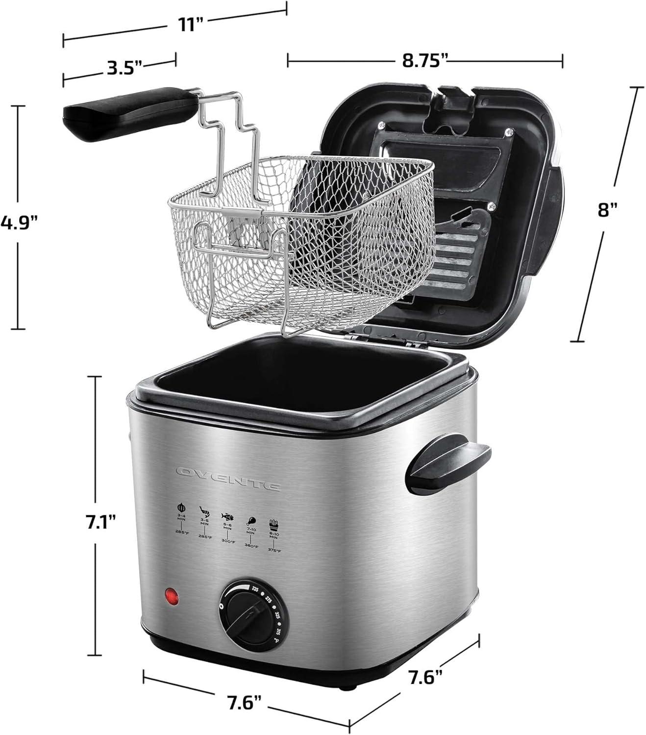 Ovente OVENTE 1.5 Liter Electric Deep Fryer with Frying Basket
