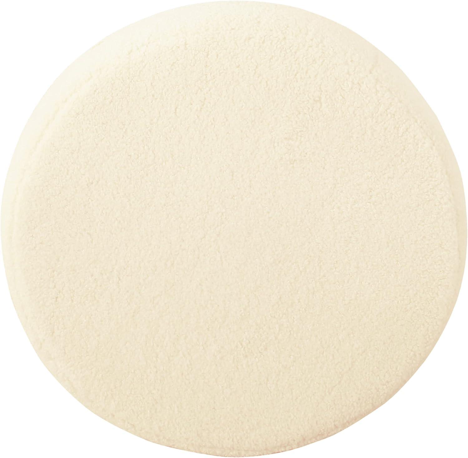 HomePop Home Decor | Faux Fur Round Ottoman Stool | Faux Fur Stool Ottoman for Living Room & Bedroom | Decorative Home Furniture, Cream Faux Sheepskin