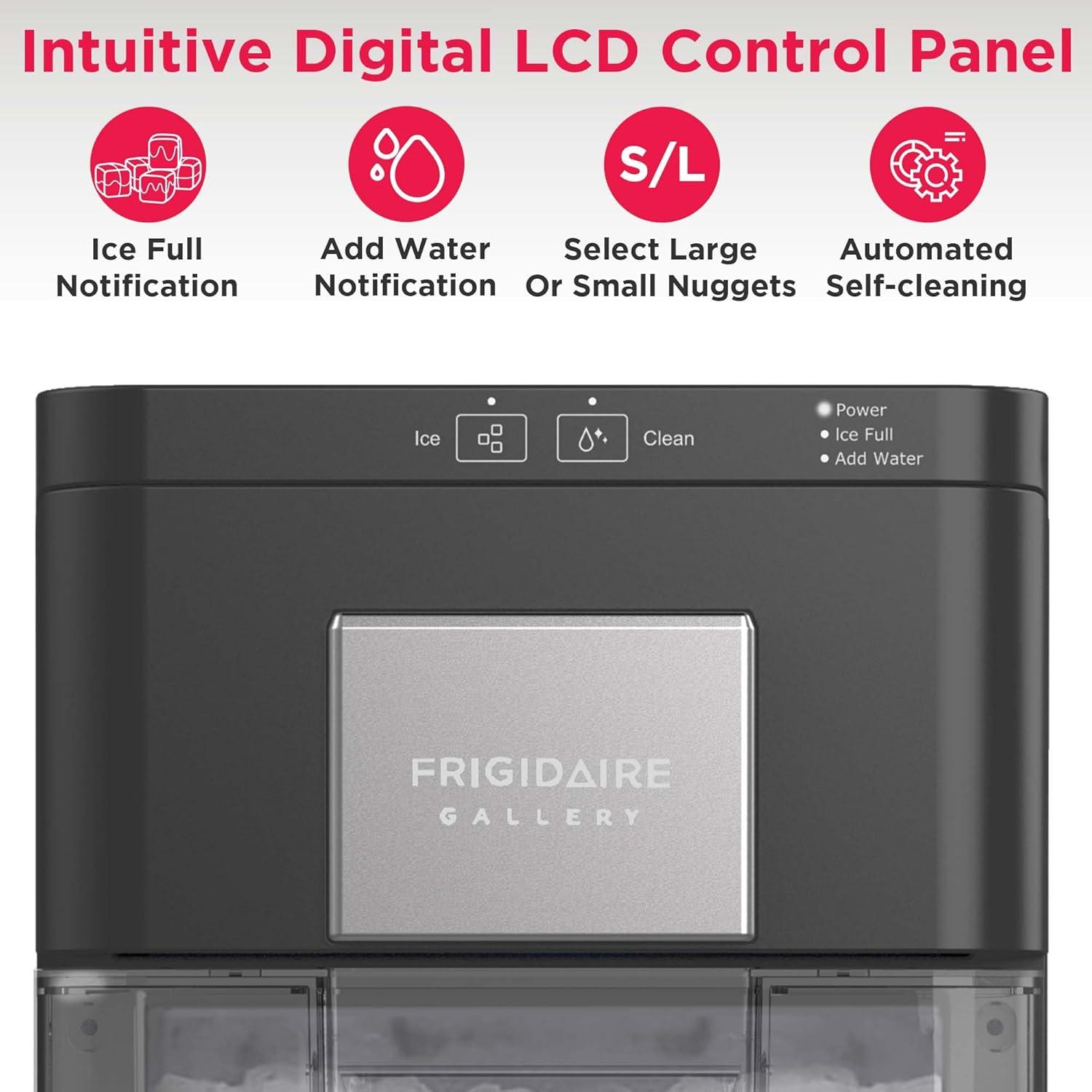 Frigidaire Nugget Ice Maker - Black: Countertop Ice Machine, 44 lbs Daily Production, 3 lbs Storage, Includes Scoop