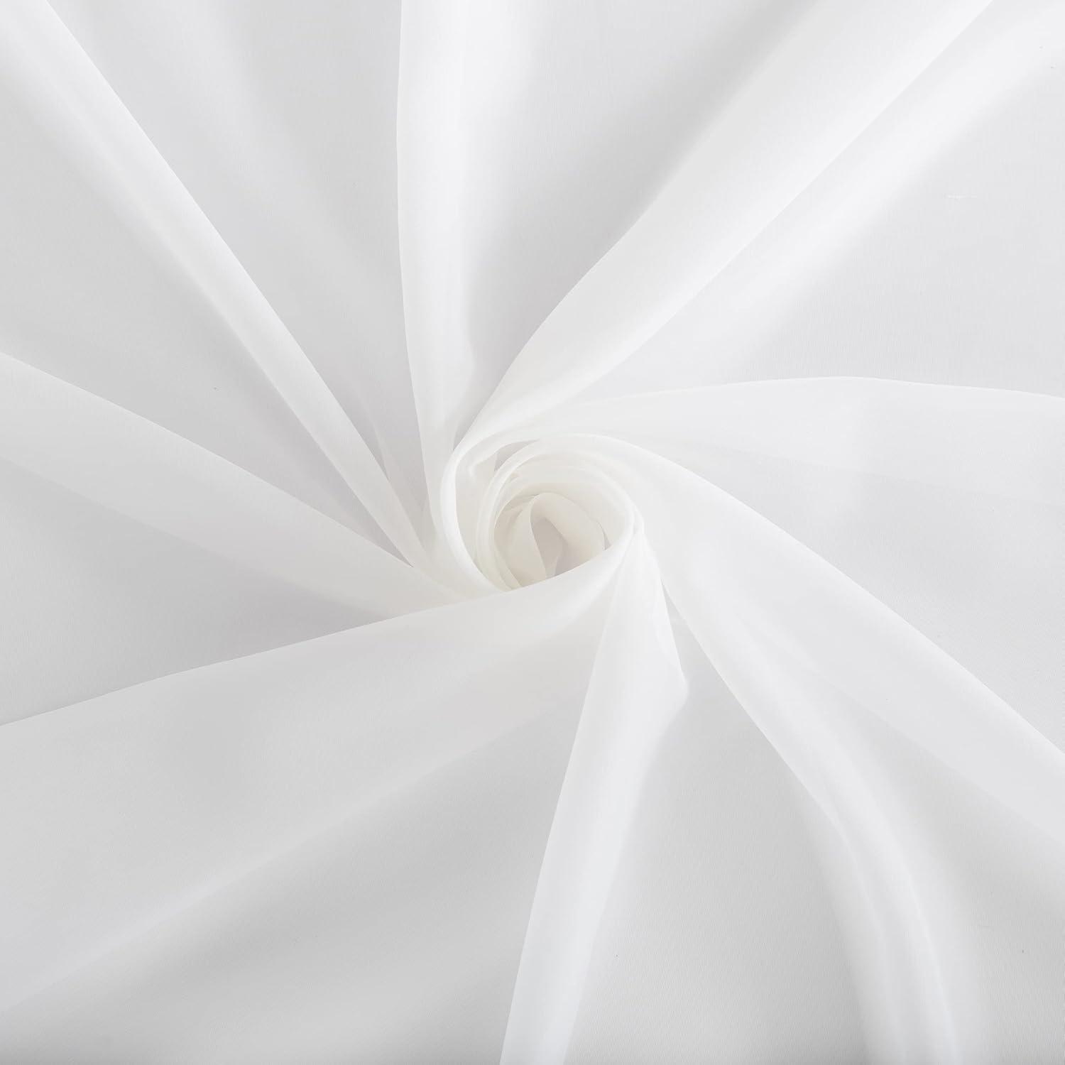 59"x95" No. 918 Sheer Emily Voile Tab Top Curtain Panel White: Sheer Curtain Panels, Machine Washable, Indoor Use