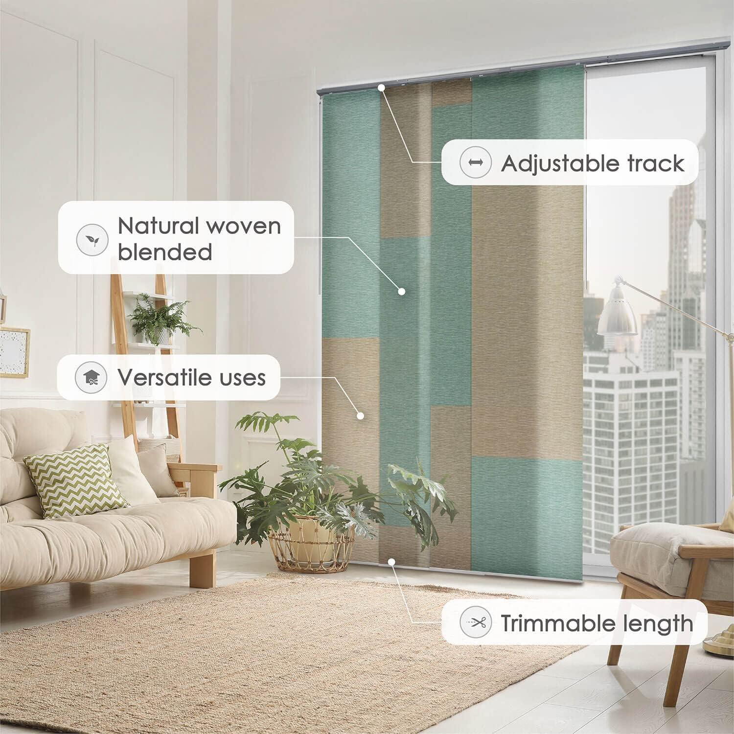 Adjustable Blackout Woven Fabric Panel Track Blinds, 45.8"-86" W x 96" H
