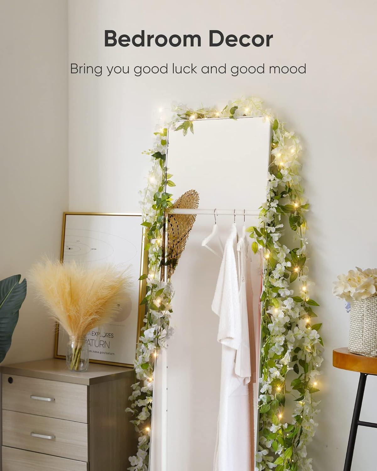 JACKYLED 40 Branches Wisteria Hanging Flowers 6 Feet Artificial White Vine Silk Wisteria Flowers Garland for Wedding Arch Party Garden Home Decor (4 Packs)