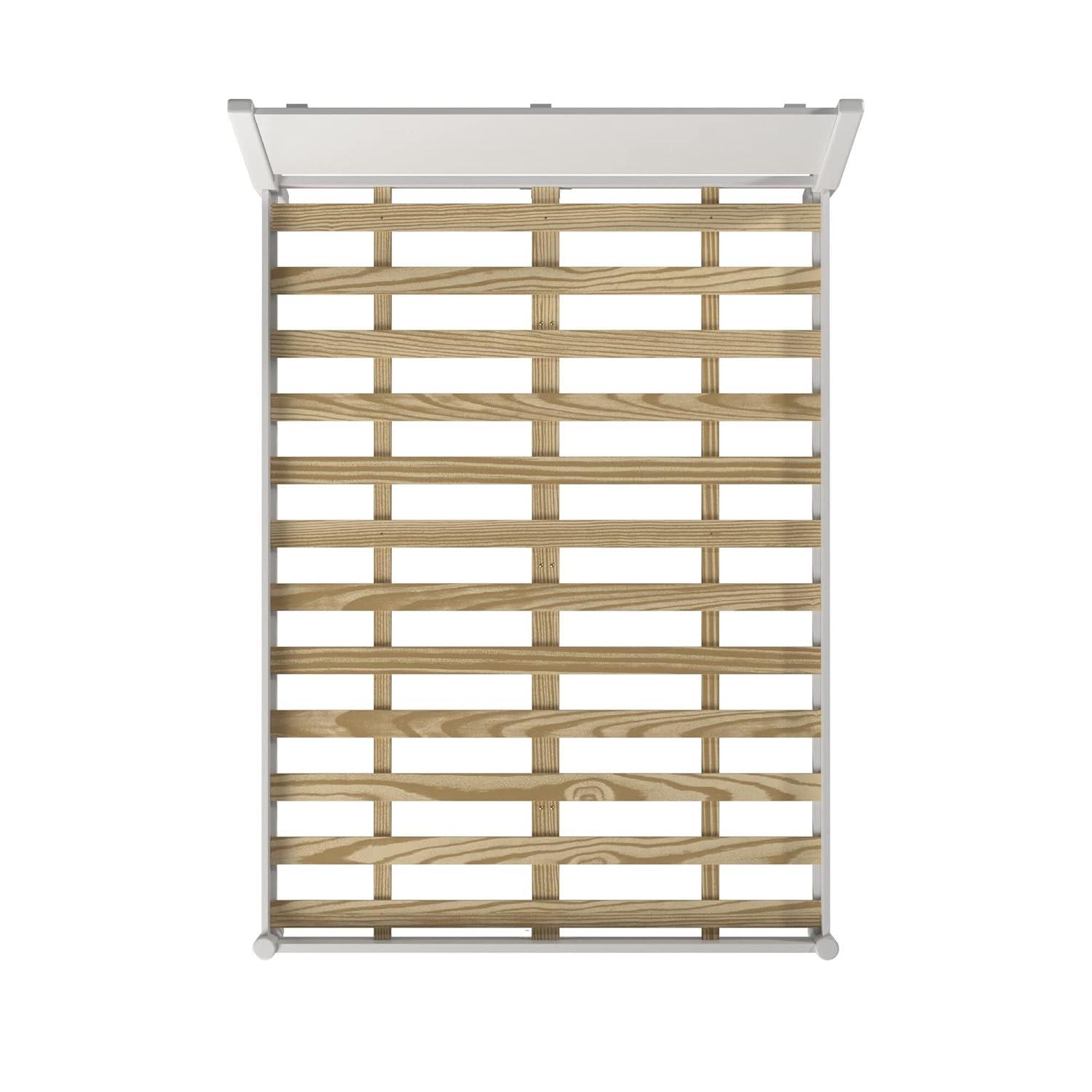 Camaflexi Mid Century Platform Bed Wood Panel Bed Frame with Headboard, Queen, White