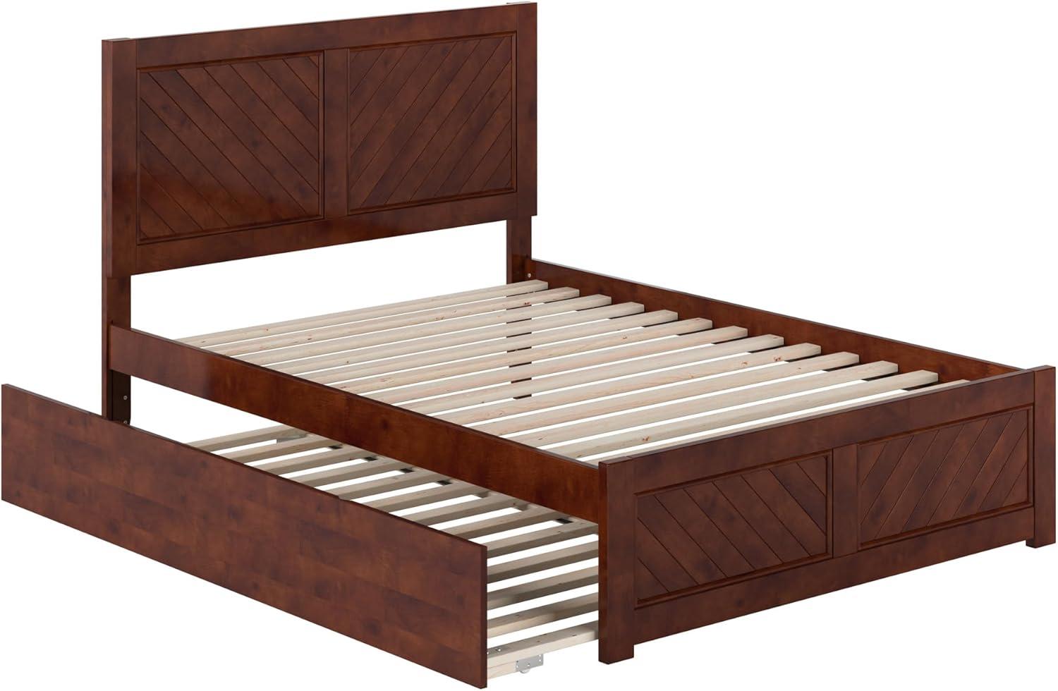 AFI Canyon Walnut Solid Wood Platform Bed with Matching Footboard & Twin Trundle, Full