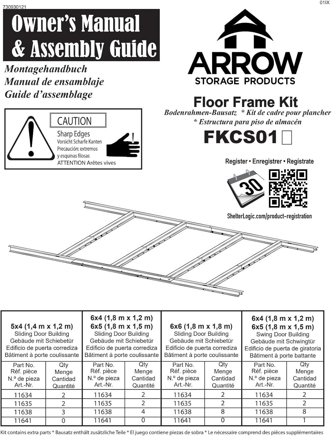 Arrow Grey Floor Frame Kit for Arrow Classic Sheds 5x4, 6x4, 6x5 ft. and Arrow Select Sheds 6x4 and 6x5 ft.