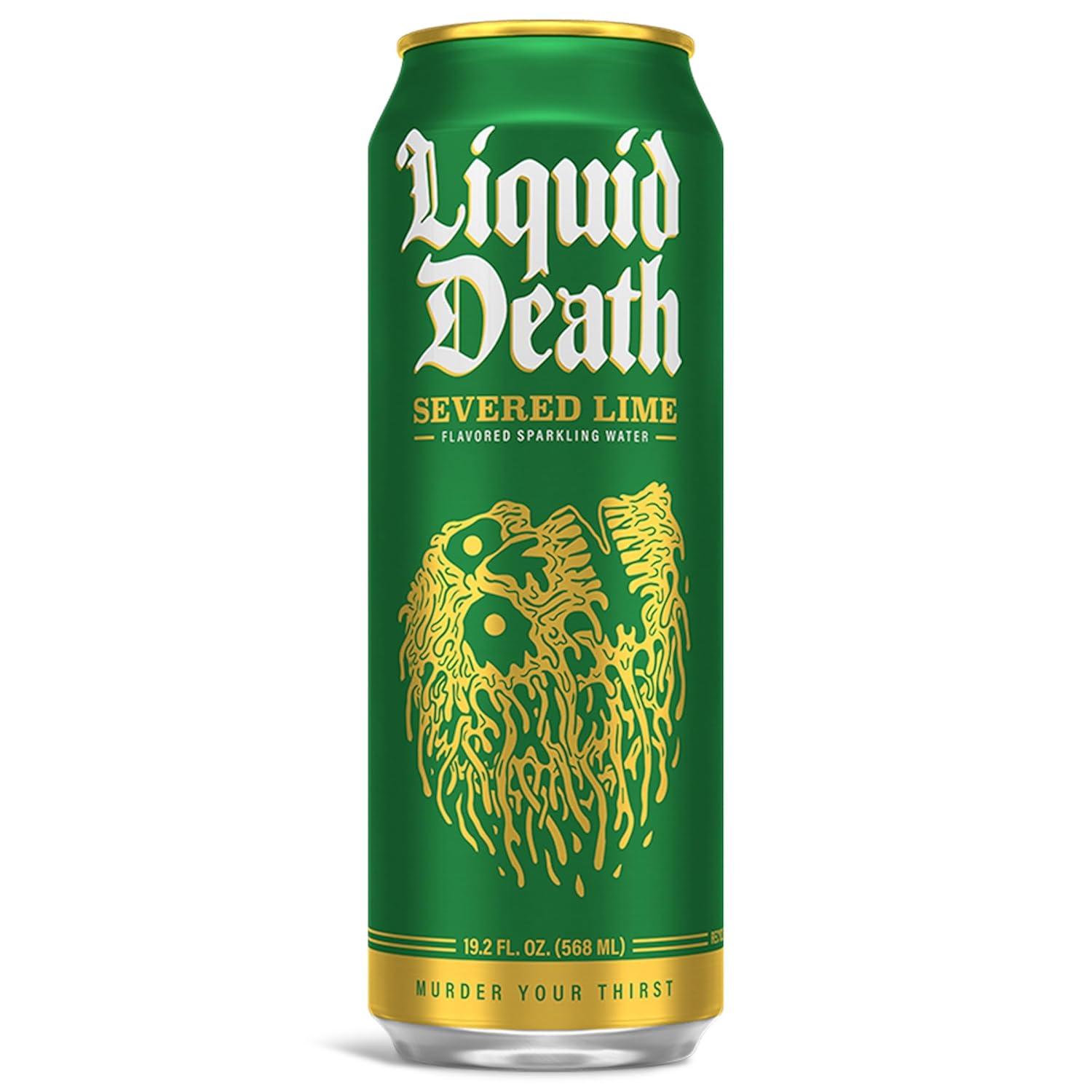 Liquid Death, Severed Lime, Lime-Flavored Sparkling Water, 8-Pack (19.2oz Cans), Low Calorie & No Artificial Sweeteners