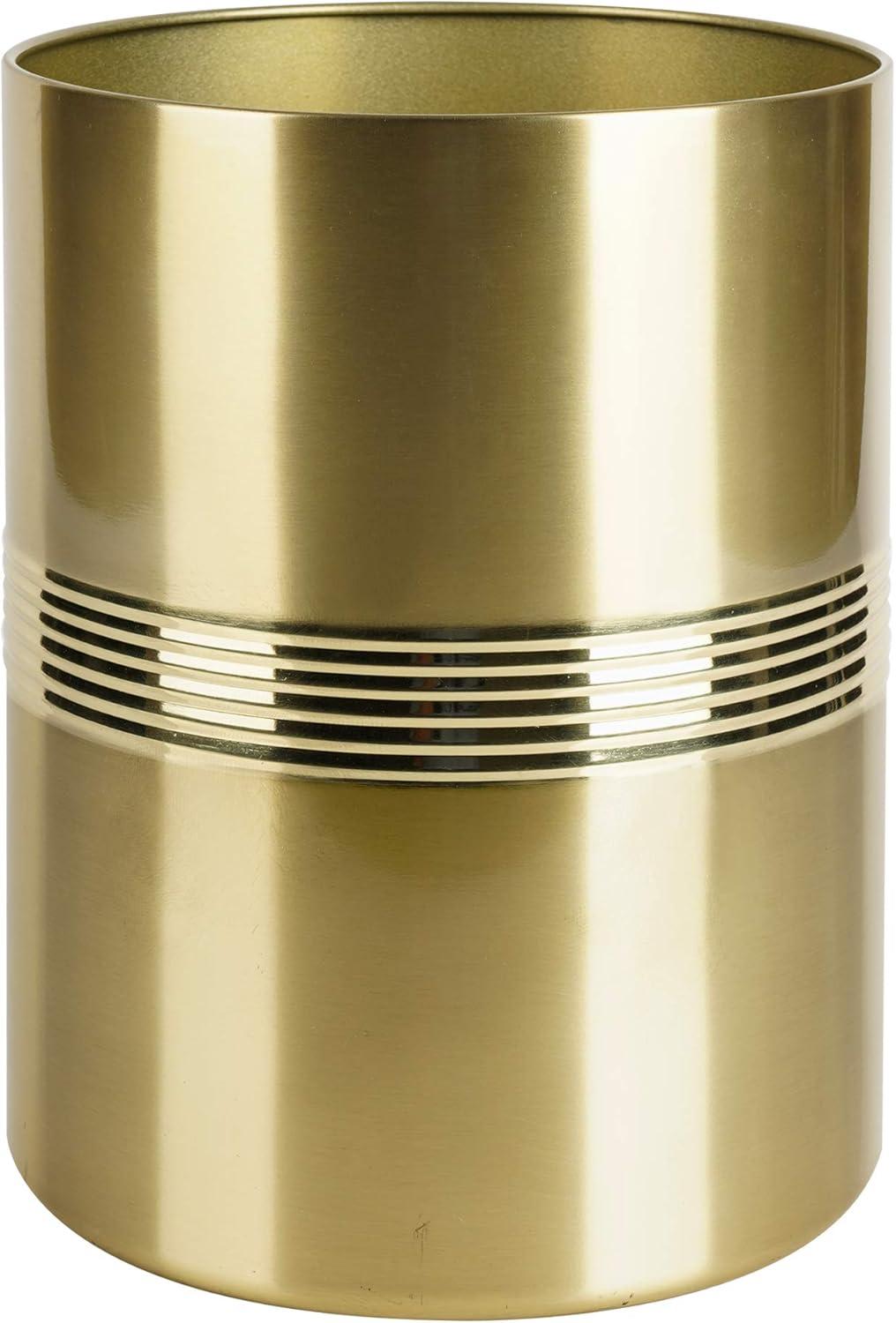 Decorative Bathroom Wastebasket - Nu Steel: Stainless Steel, 11" High, 6L Capacity, Metallic Gold