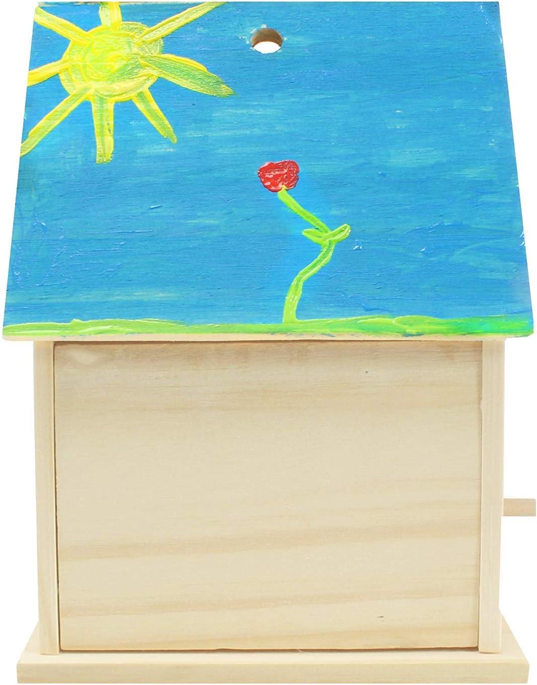 Made By Me Build & Paint Your Own Wooden Bird House Horizon Group USA, DIY Birdhouse Making Kit, Includes Paints, Brushes, Glue & Wind Chimes, Multicolor (46090F)