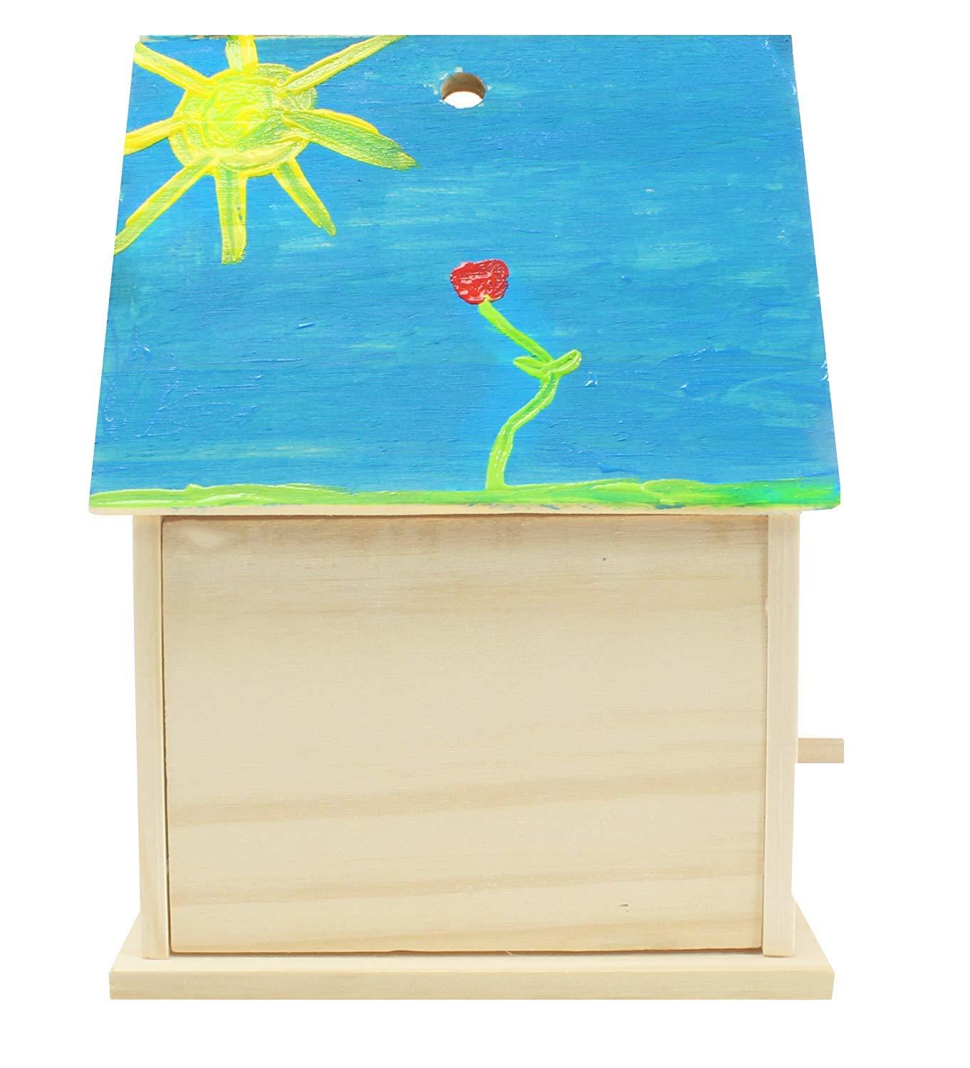 Made By Me Build & Paint Your Own Wooden Bird House Horizon Group USA, DIY Birdhouse Making Kit, Includes Paints, Brushes, Glue & Wind Chimes, Multicolor (46090F)