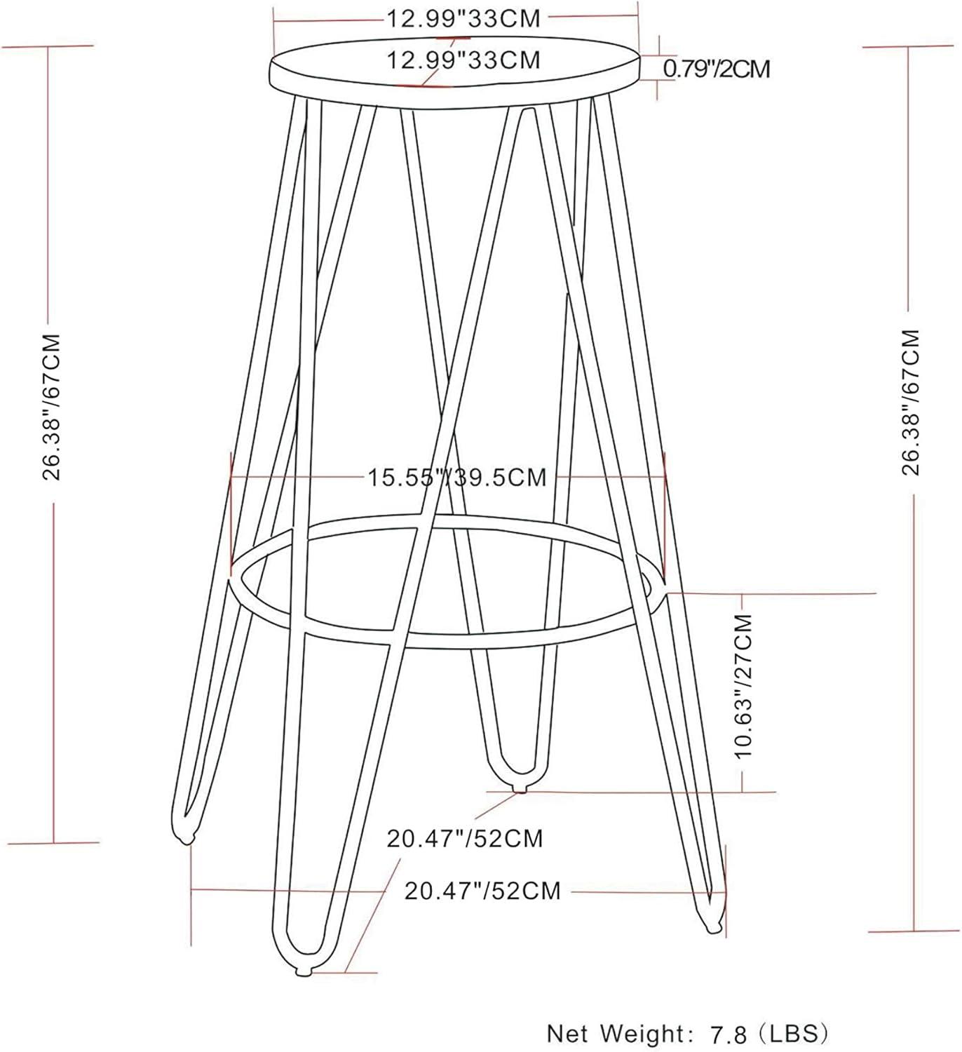 Simpli Home Simeon 26" Stool with Wood Seat (Set of 2) in Natural / Black