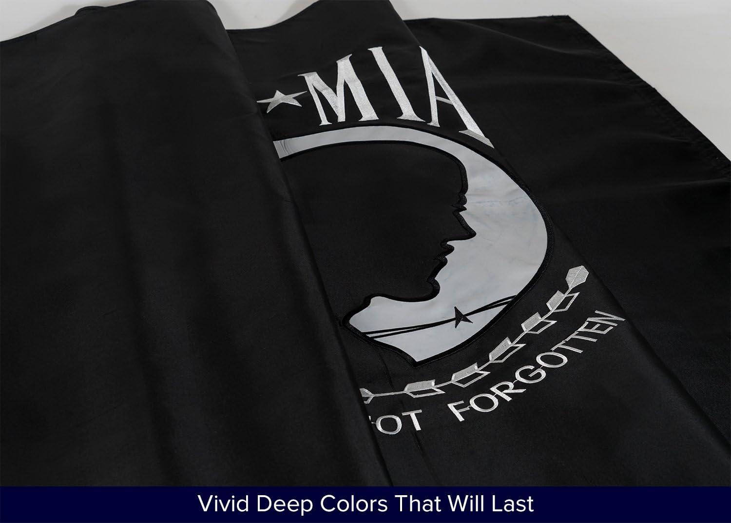 POW MIA 3x5 Nylon Flag - Double Sided and Embroidered - All Weather, Durable, Outdoor Nylon Flag - Front Line Flags