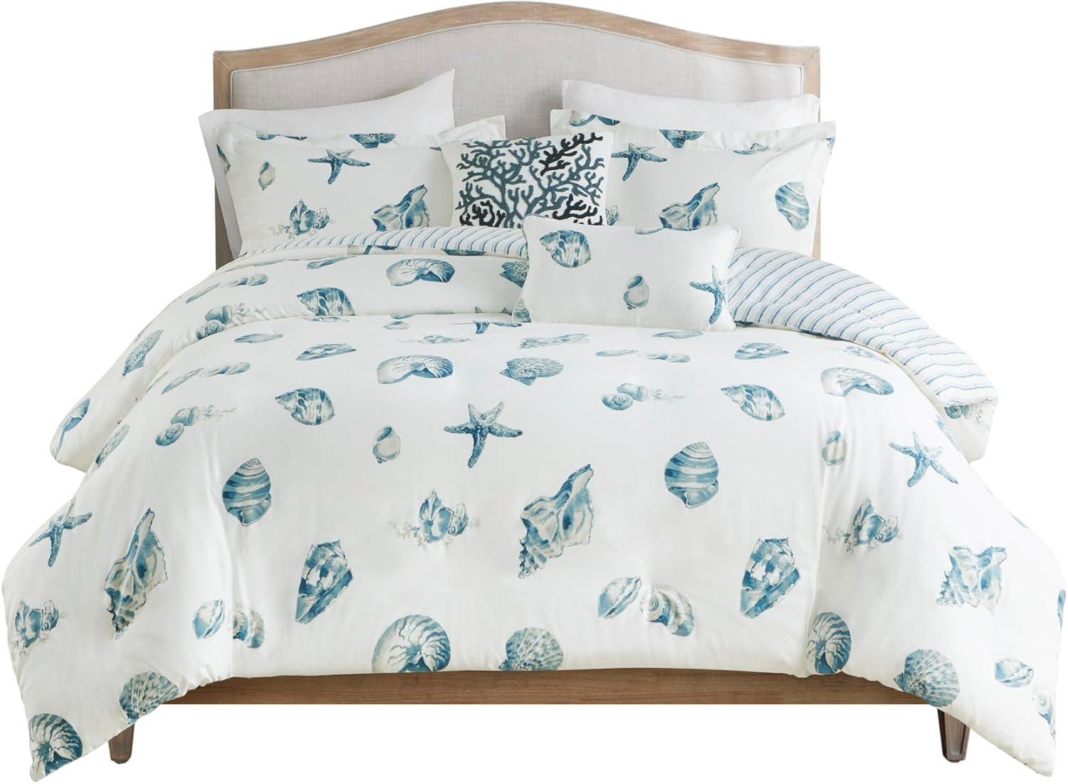 Twin Nautical Blue and White Cotton Sham Set