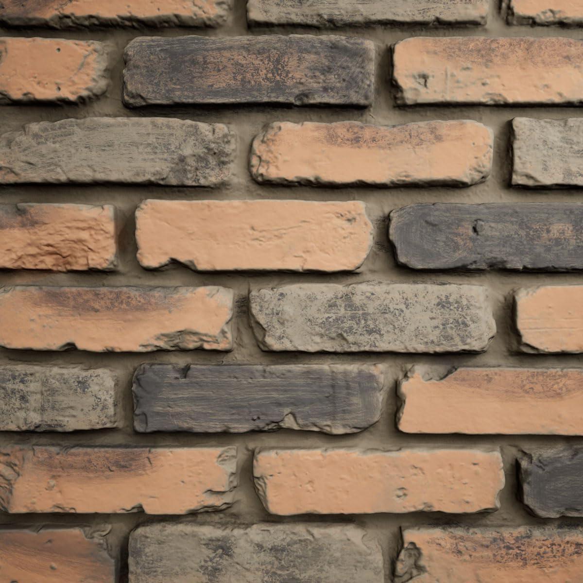 StoneCraft Aged Brick Faux Brick Panel, 46 7/8"W x 27"H x 1 1/4"D