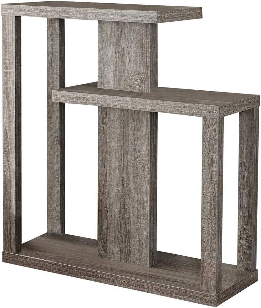 Contemporary Gray Wood 3-Tier Rectangular Console Table with Storage