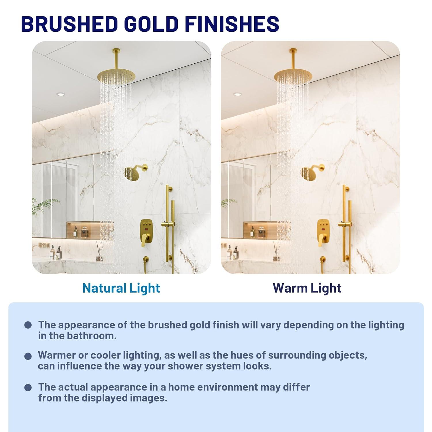 Rainfall Symphony 12inch Dual Showerhead Temperature Display Shower System with 2 in 1 Slider Bar Shower Handheld